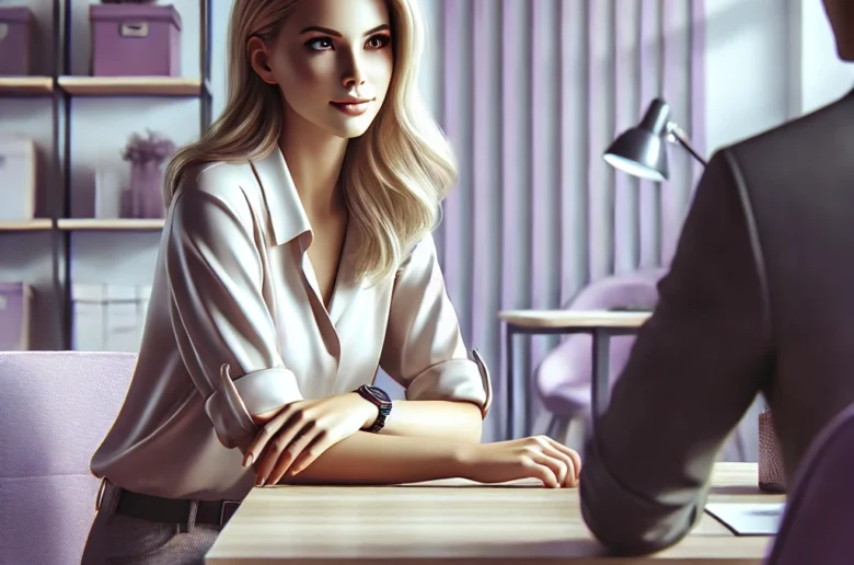 Kobieta podczas rozmowy rekrutacyjnej